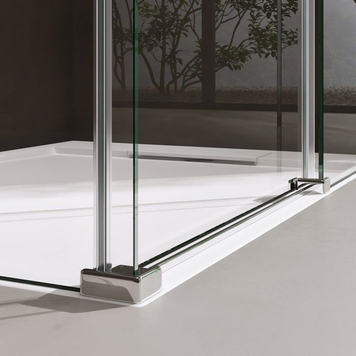 Mampara de ducha rectangular doporro con puerta corredera de cristal transparente de 90x120x195cm Ravenna17-2K