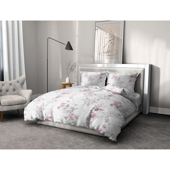 Juego de funda nórdica HOME LINGE PASSION POMPADOUR de 240x260 cm: Funda nórdica + 2 fundas de almohada - 100% algodón, 57 hilos -