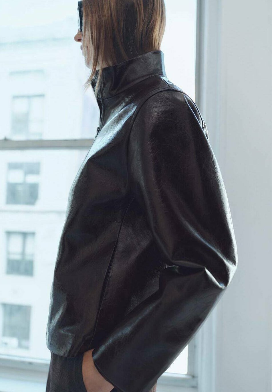 Mango Kunstlederjacke - braun