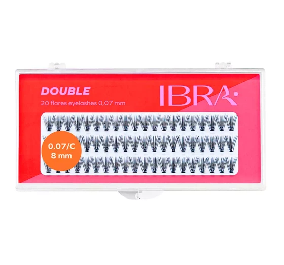 Ibra Sztuczne rzęsy Double kępki czarne C0,07 8mm