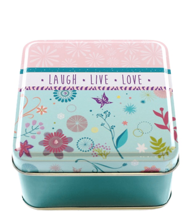 LAUGH LIVE LOVE metalen doosje - klein formaat