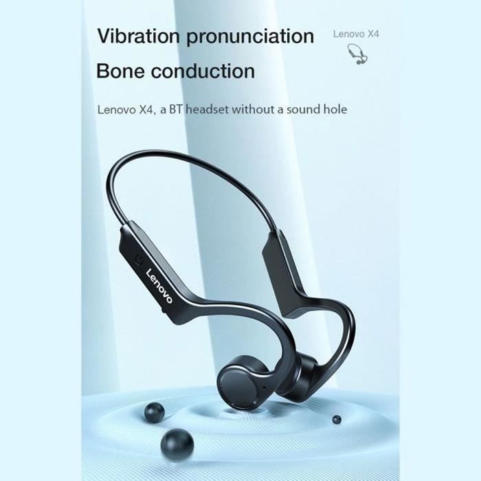 Auricolari Lenovo X4 True Bone Conduction TWS Wireless BT5.0, impermeabili IP56, con protezione della privacy audio e flessibilità a 360°.