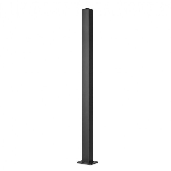 Poste de aluminio para puerta y portón peatonal sobre placa base universal, tapa incluida, 1,86 m de altura, color negro.