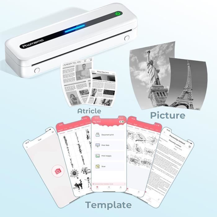 A4 Thermal Printer - PHOMEMO - M832 - Portable - Inkless - Bluetooth