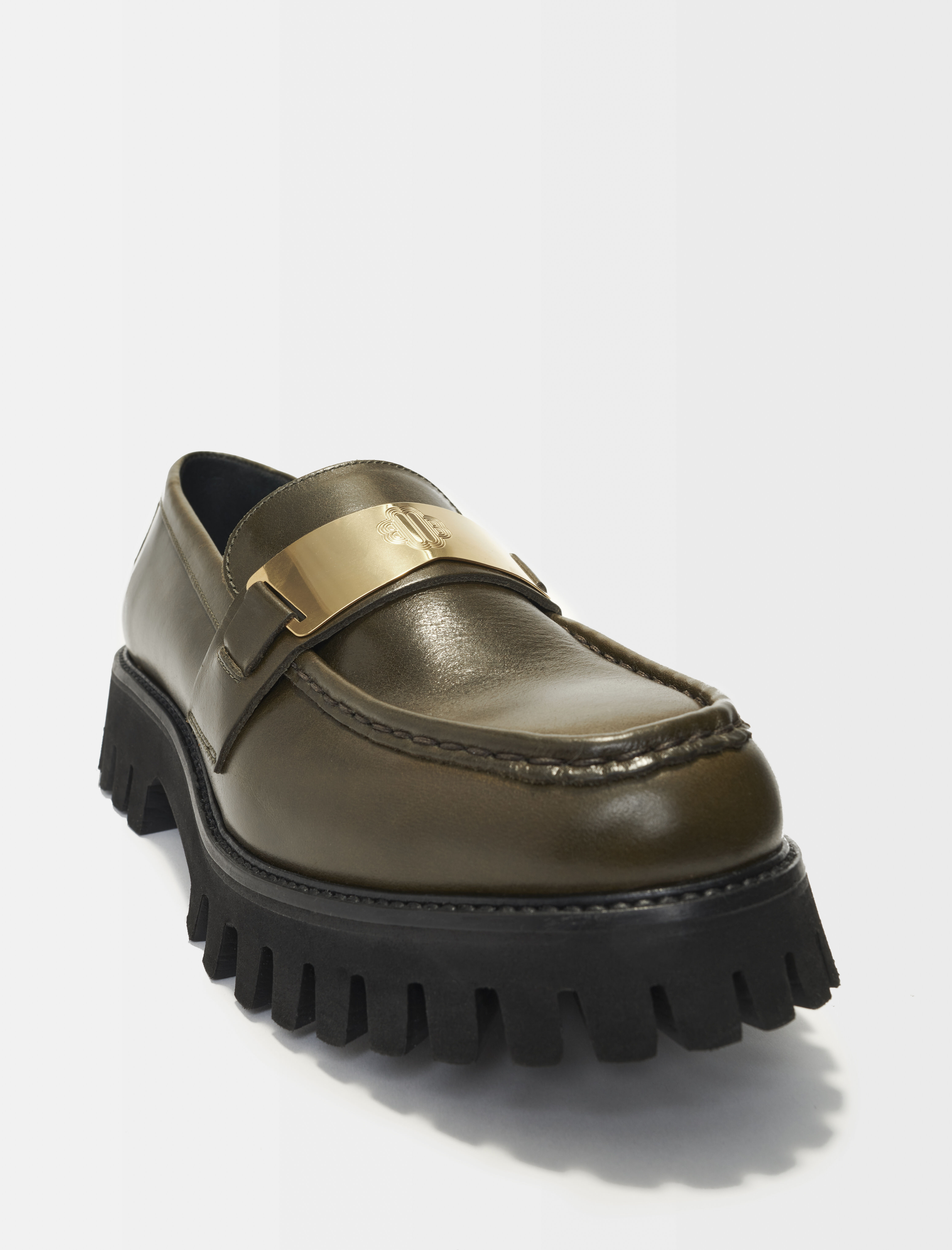 Nahkaiset loaferit platform-khaki