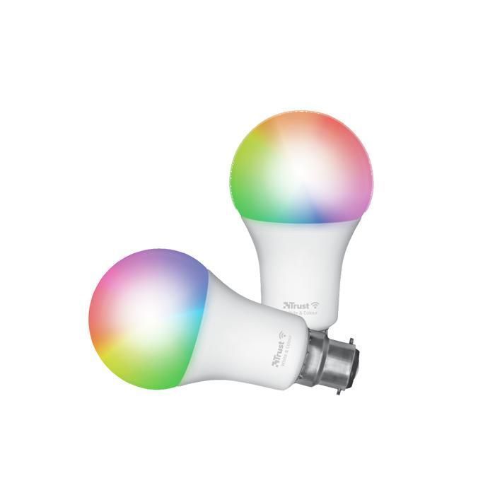 Bombilla LED TRUST con conexión WiFi B22 - Bombilla LED inteligente - Colores blanco y RGB - Ambiente personalizable - Asistente de voz