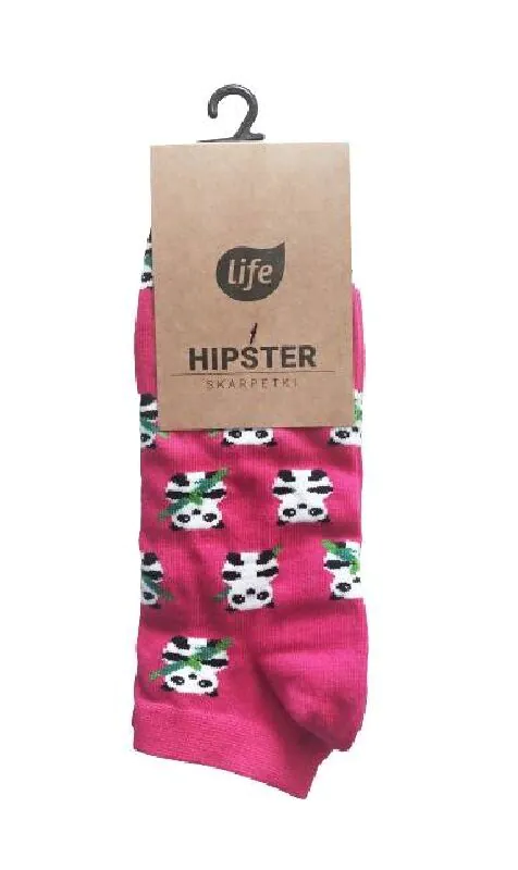 Life Stopki Bawełniane Hipster Wzór Różowe Pandy Rozm. 35-38