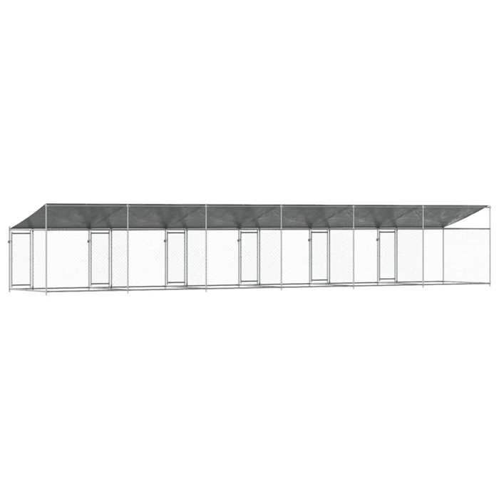 vidaXL Cage pour Chien avec Toit Portes, Chenil pour Chien, Maison pour Chien, Niche de Jardin Terrasse, Gris 12x2x2 m Acier 3209567