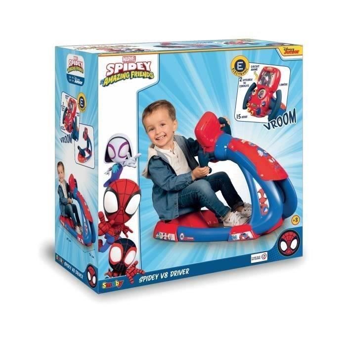 Smoby - Spidey - V8 Driver - Driving Simulator for Children - Adjustable Seat - Sounds and Lights - Batteries Not Included