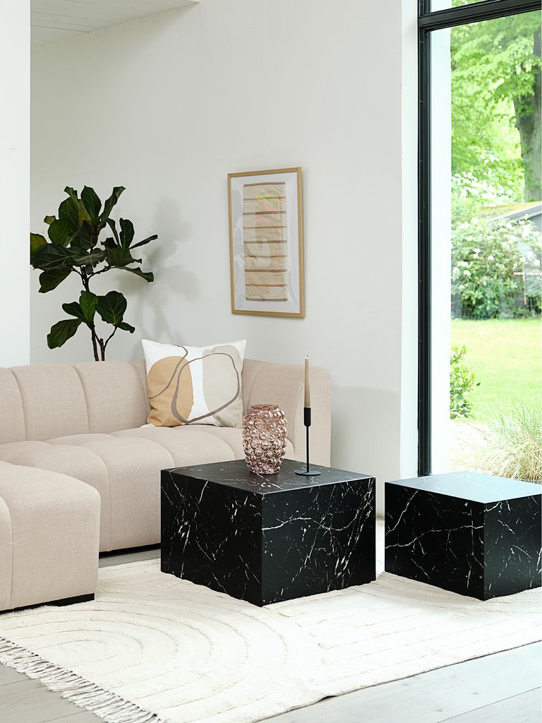 Konferenčný stolík TINGSTED 55/45x55/45 čierny mramor 2 ks.