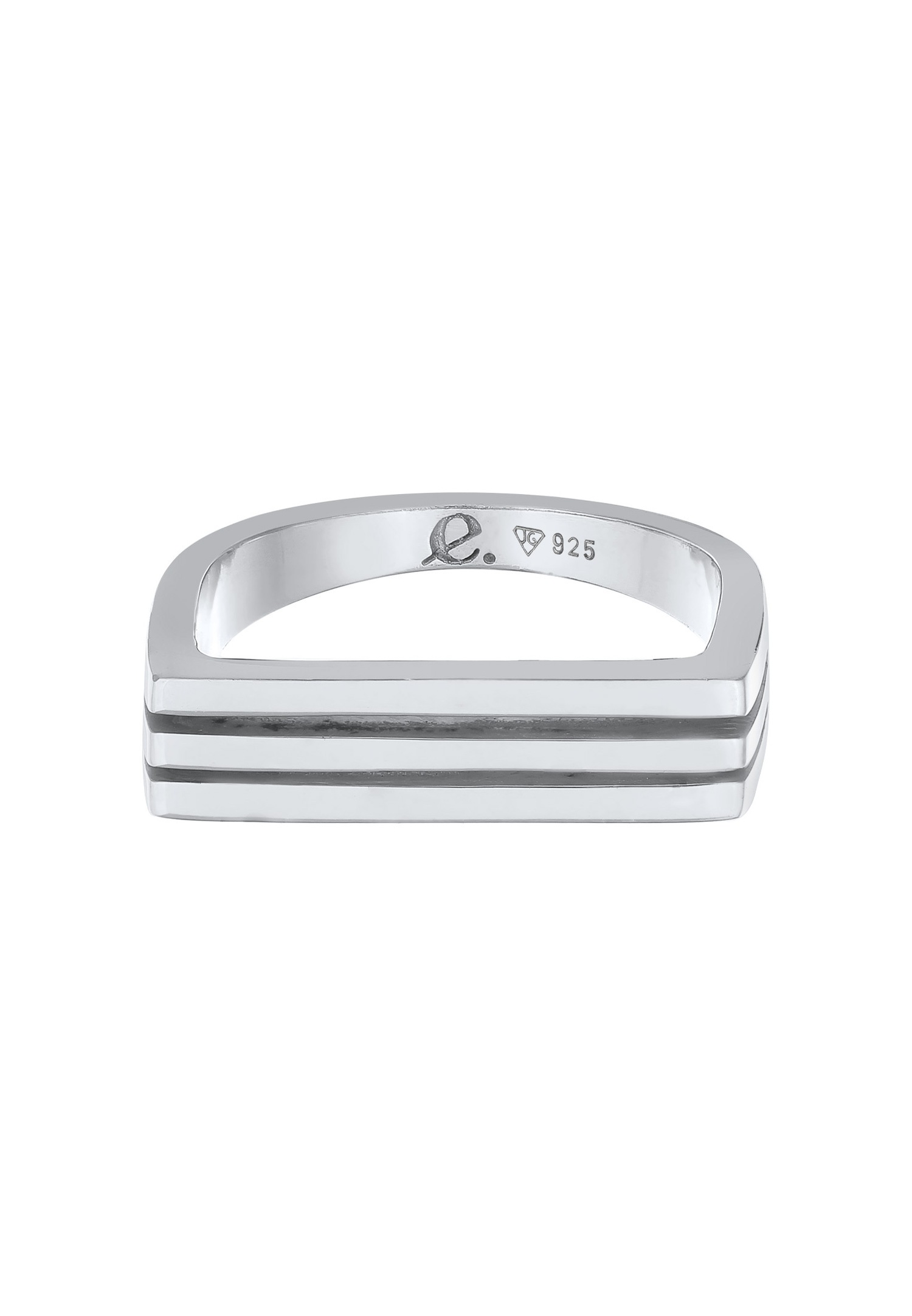 Elli PREMIUM Elli PREMIUM Bague Femmes sceau rectangle rainures en argent sterling 925 rhodié