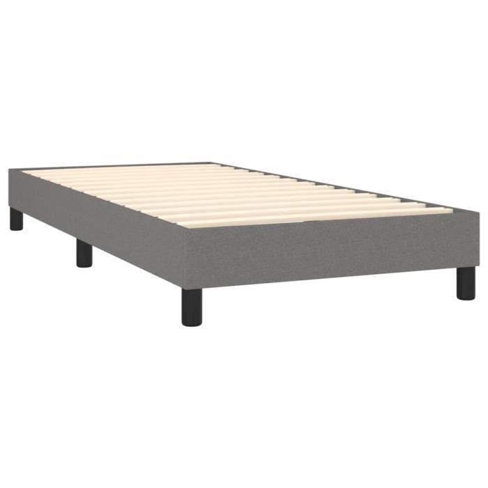 Base letto a molle GAROSA - 90x190 cm - Tessuto grigio scuro - Singolo - Gambe incluse