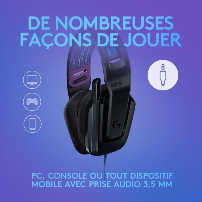 Casque gamer - Filaire - Logitech G - G335 - PS5, PS4, Xbox, Switch, PC - Noir