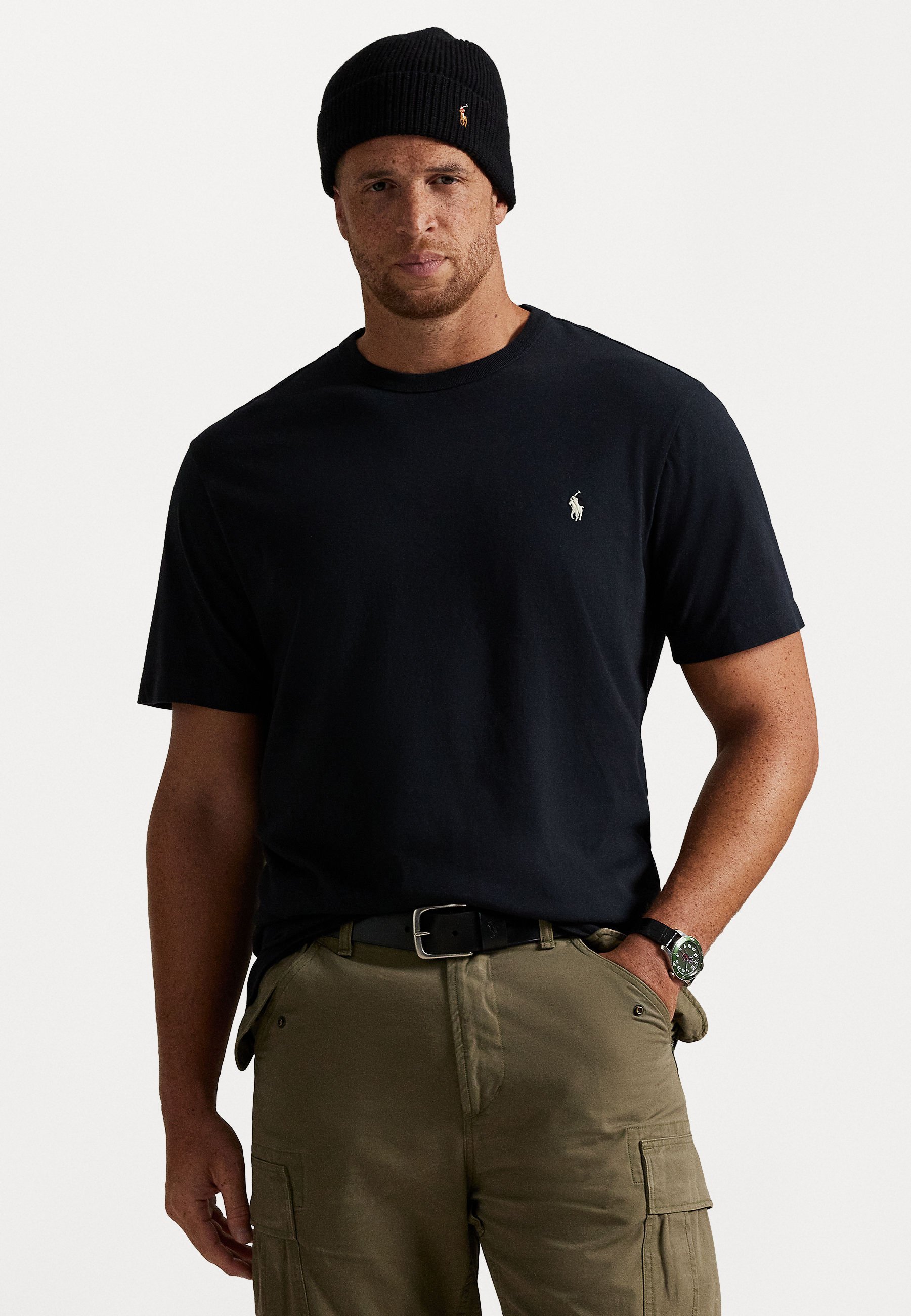 Polo Ralph Lauren Grandes Tailles - T-shirt Col Rond en Jersey - T-shirt Basique - Polo Noir