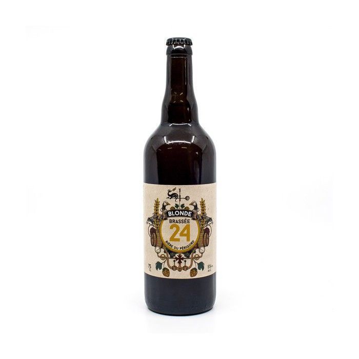 Birra bionda a maturazione di 24 giorni prodotta presso il birrificio artigianale Sarlat, 75cl