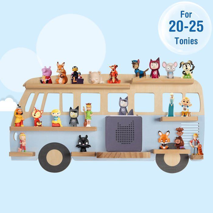 Étagère magnétique, pour Tonie Box et Tonies, Jusqu'à 20-25 Tonies, Murale Étagère pour boîte à Musique pour Enfant, Bus Bleu