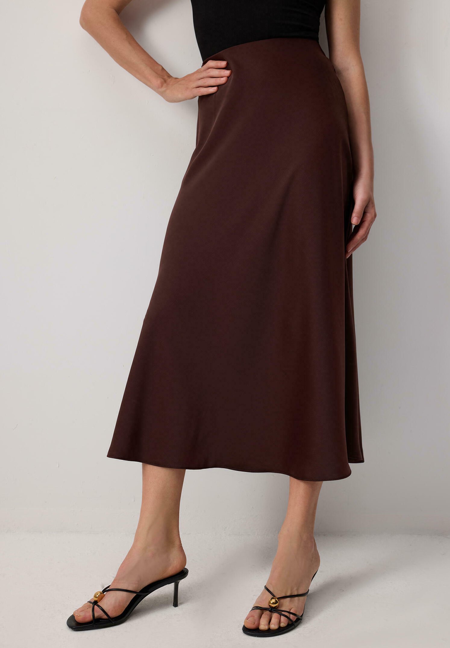 Touché Privé BASIC - Jupe trapèze - marron foncé