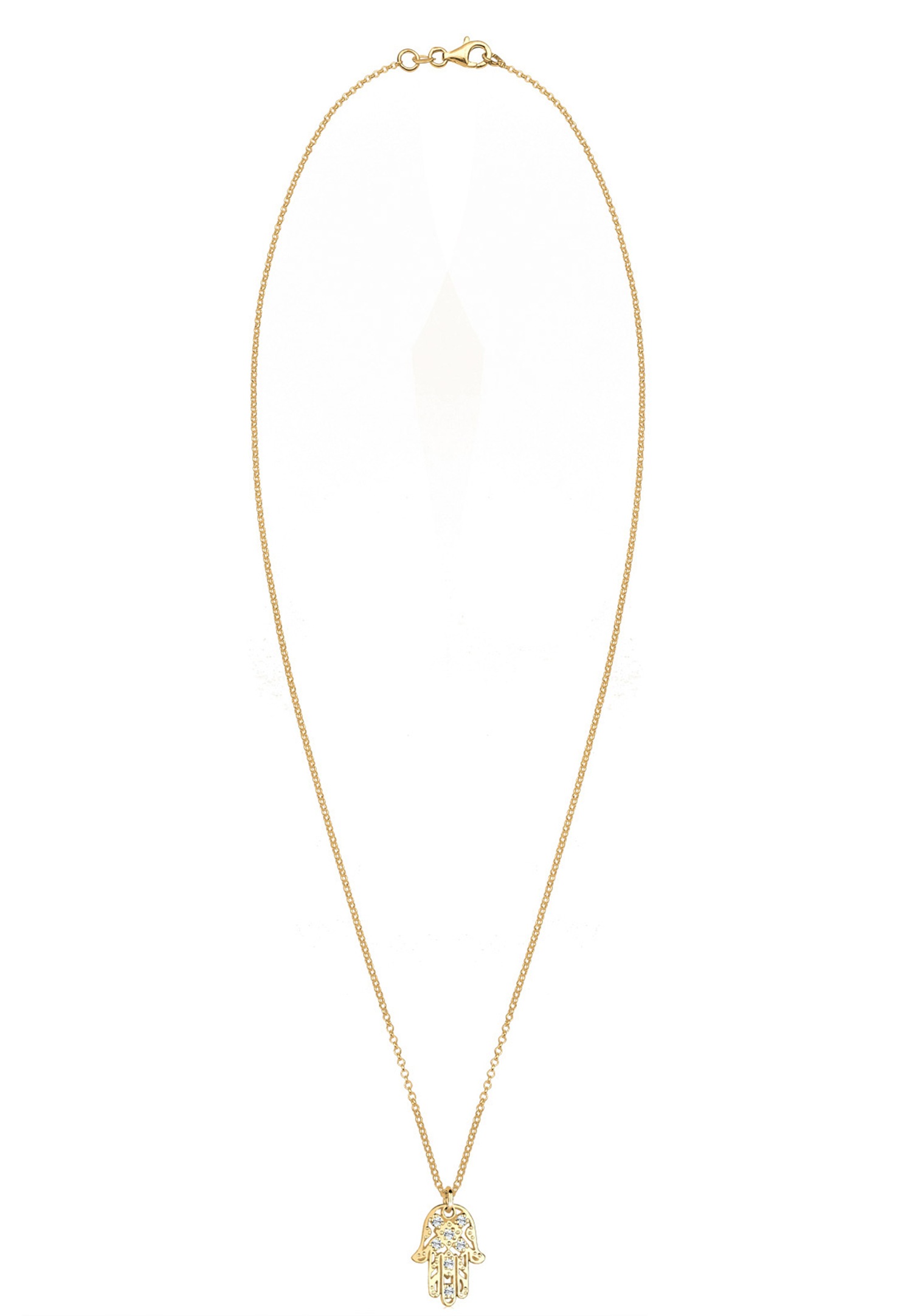 Elli Femmes Pendentif Main Hamsa avec Cristaux en Argent Sterling 925 Plaqué Or