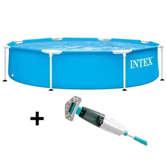 Intex overjordisk rørformet basseng - metallramme - 244 x 51 cm - rundt - 28205NP + Intex rengjøringsmiddel