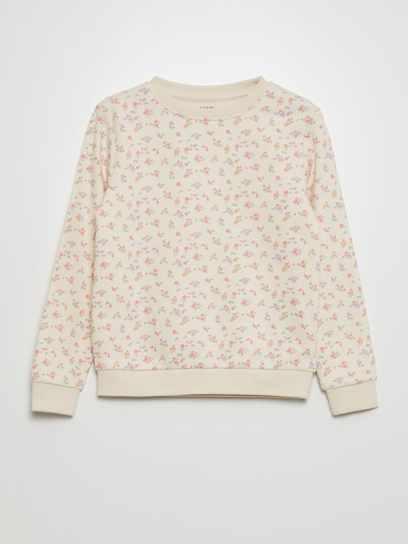 Sudadera polar con estampado - BEIGE