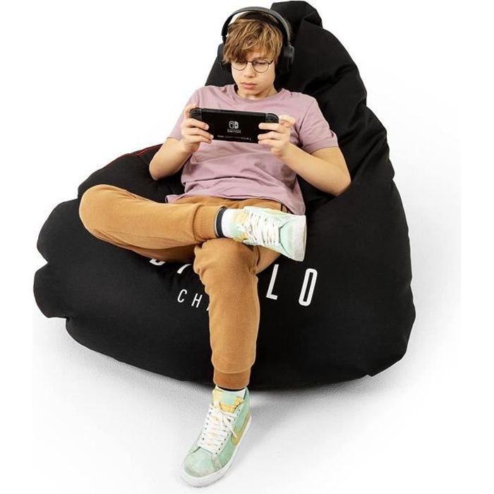 Cuscino da gaming Diablo XXL con imbottitura in perle di poliestere EPS per adulti, 110 cm x 100 cm (nero)