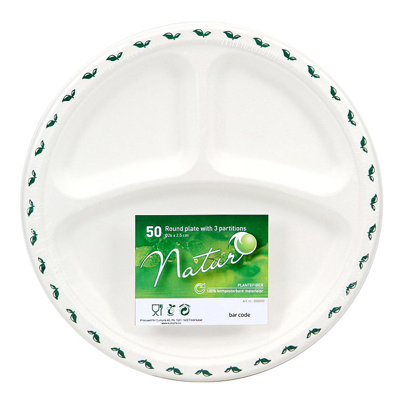 Platos desechables Nature 50 unidades. ø 26 cm, 3 unidades.