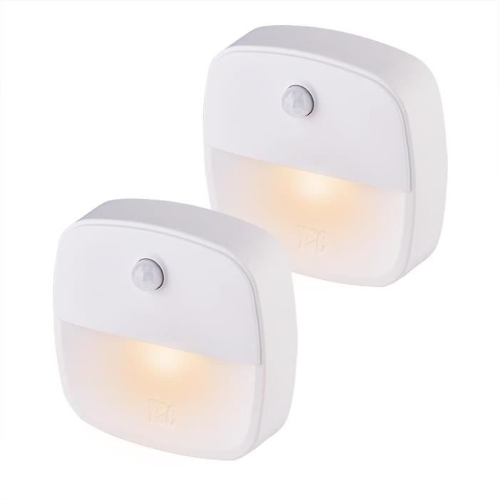 MEIHE Kit 2 pcs Veilleuse Indicative Détecteur de Mouvement Lumière 3000K Blanc Chaud pour Chambre d’Enfant - Toilette - Entrée