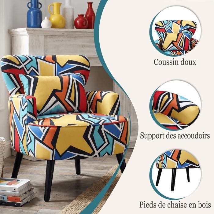 Poltrona confortável - HOMEMiYN - Estampa geométrica moderna - Estável e robusta