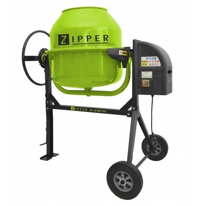 Bétonnière électrique portable 130L - ZIPPER - ZI-BTM130 - Construction robuste et mélange homogène
