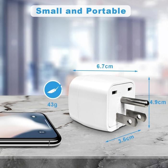 2 Pièces Adaptateur de Voyage France vers US,Adaptateur Prise USA,Adaptateur Prise Canada, Mexique, Thaïlande Type B- TOPESCT