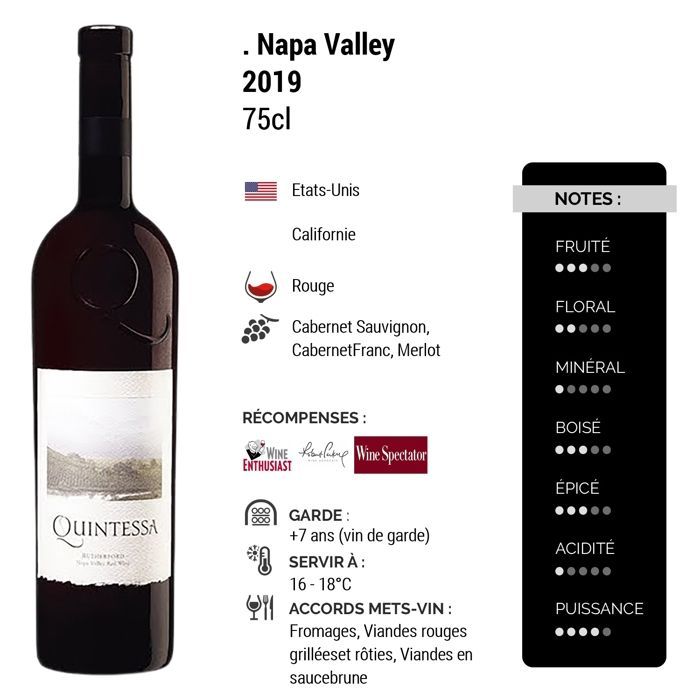 Quintessa Napa Valley 2019 - Vino rosso dagli Stati Uniti (3x75cl)