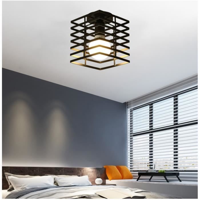 IDEGU Plafonnier en Fer Forgé Rectangle Industrielle Vintage pour Salon Chambre Couloir