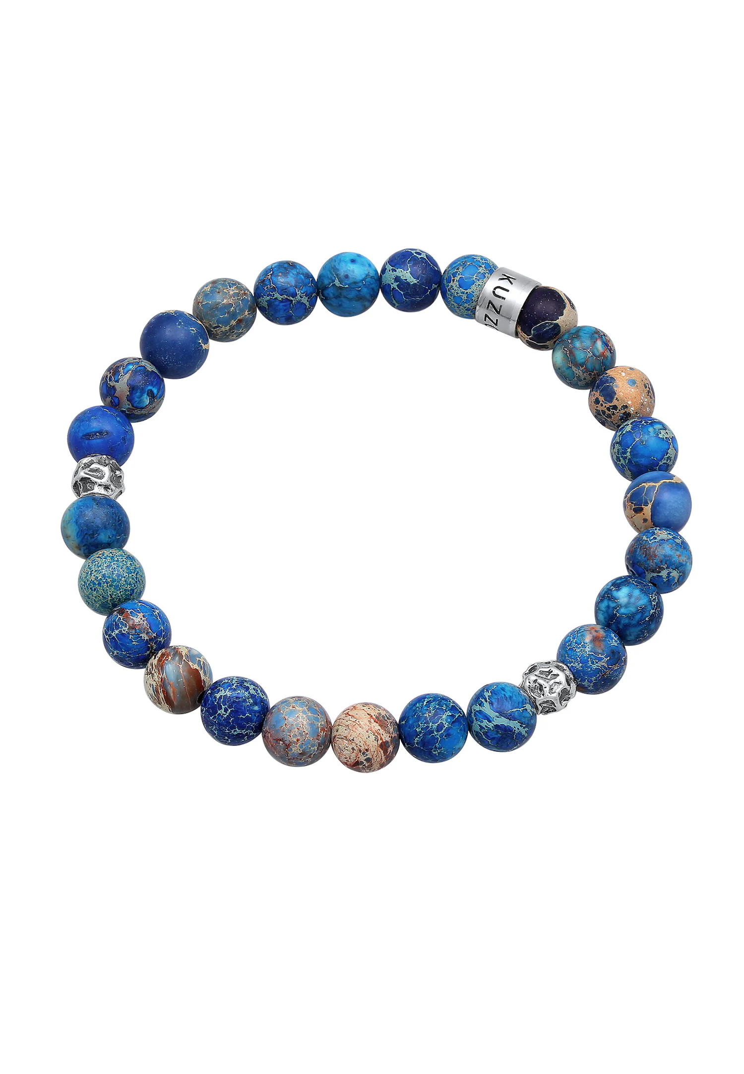 KUZZOI Hommes Beads Tendance boules avec agate Bleu en Argent Sterling 925
