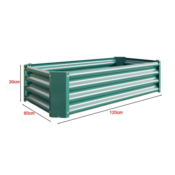 Huerto elevado ROLIPO de acero galvanizado, resistente a la corrosión, sin fondo, verde, 120 x 60 x 30 cm