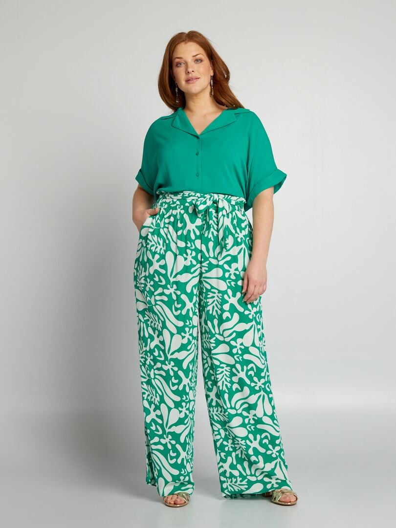 Blouse met pyjamakraag - GROEN
