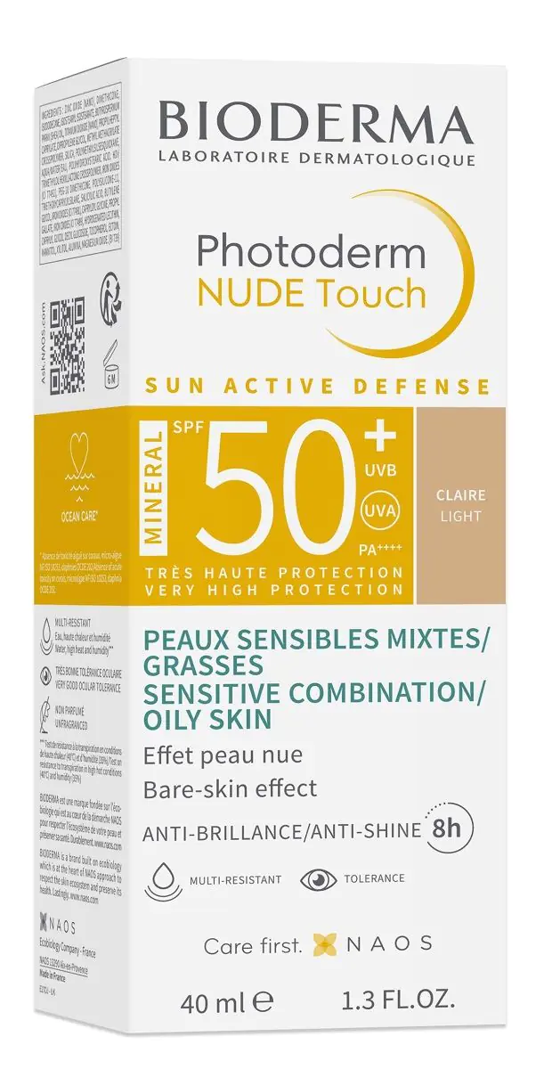 Bioderma Photoderm Nude Touch Mineral Ochronny podkład mineralny SPF50+, Jasny