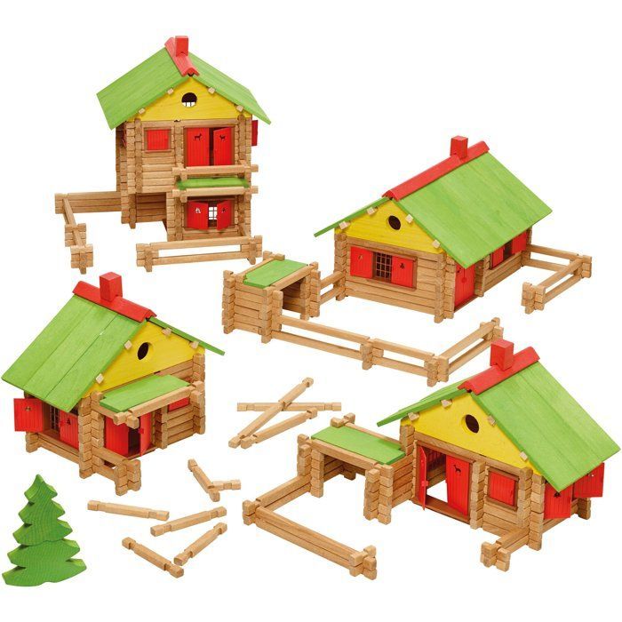 JEUJURA - Wooden Construction Set - My Wooden Chalet - 225 Pieces - Ages 5+