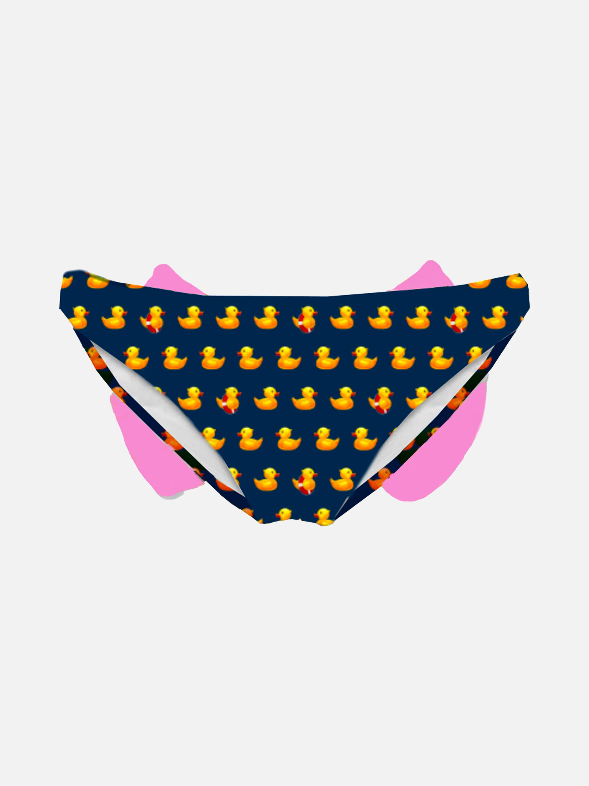 Calção de banho feminino com estampa de patinhos