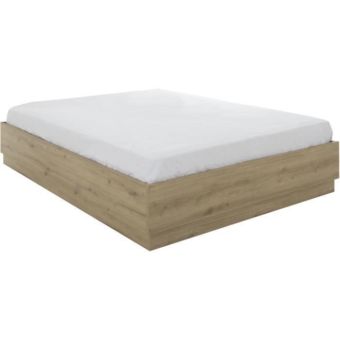 Opbergbed - TIDY - 160 x 200 cm - Eiken / Ecru - Inclusief lattenbodem - GAMI