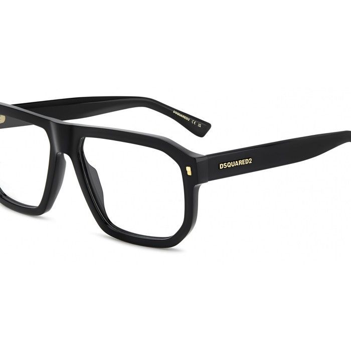 Óculos de grau masculinos Dsquared2 D2 0146 57/16/145 em acetato preto.