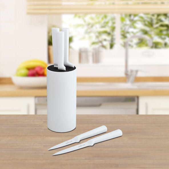 Knife block, 6-piece, white
