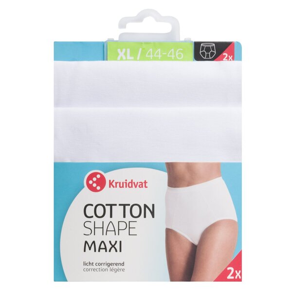 Dámské bavlněné maxi kalhotky Kruidvat, bílé, velikost XL, 2 kusy