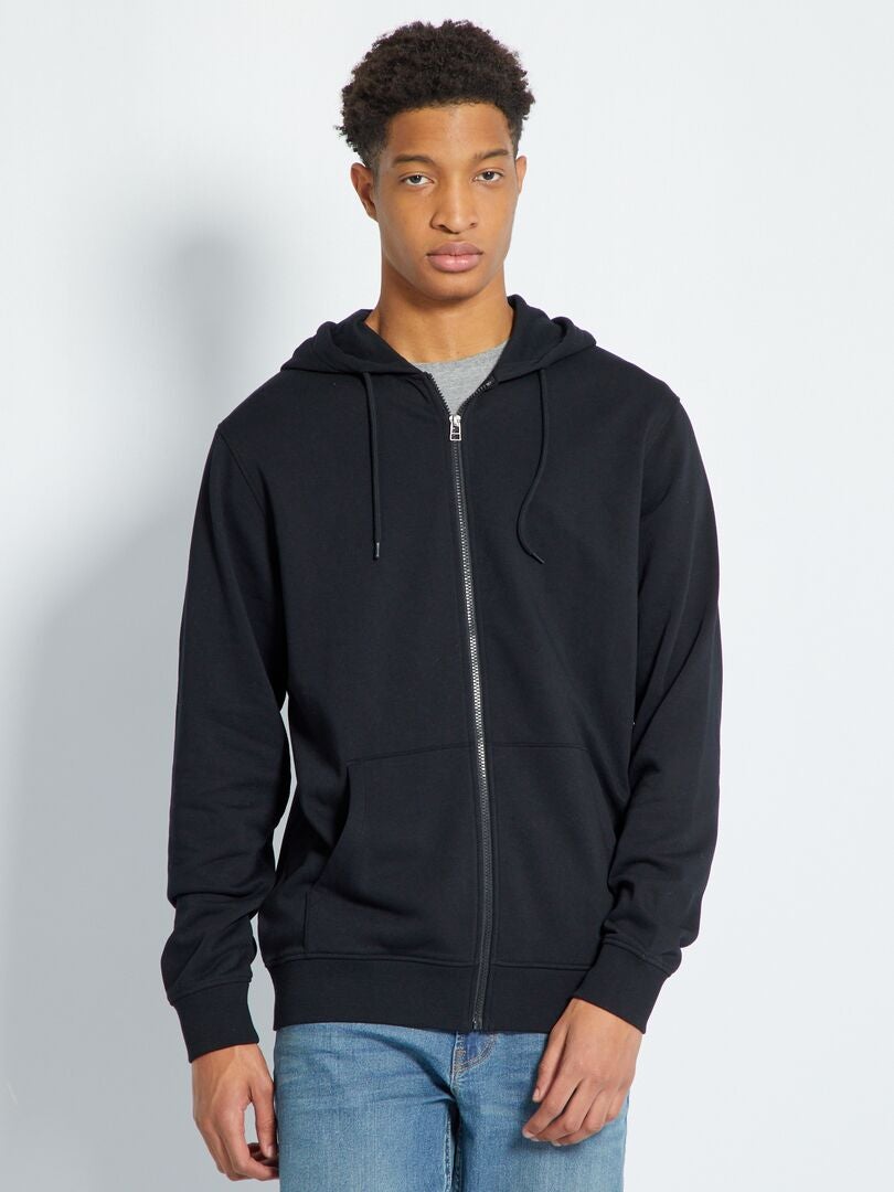 Hoodie met rits + 190 cm - Zwart