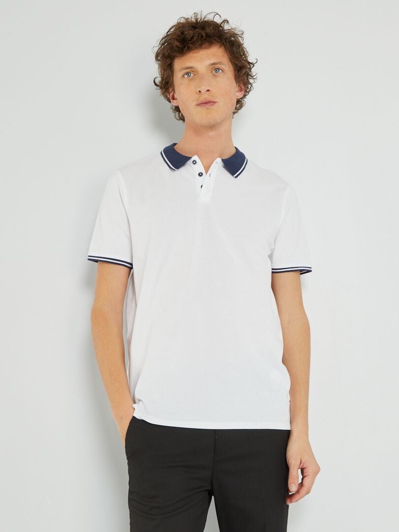 Camisa polo de algodão piqué - Branca