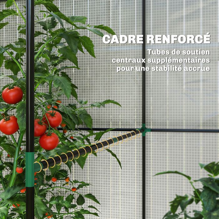 Garden greenhouse - Outsunny - PE - reinforced 135 g/m² cover - steel frame - roll-up zippered door - 200 x 140 x 200 cm - white