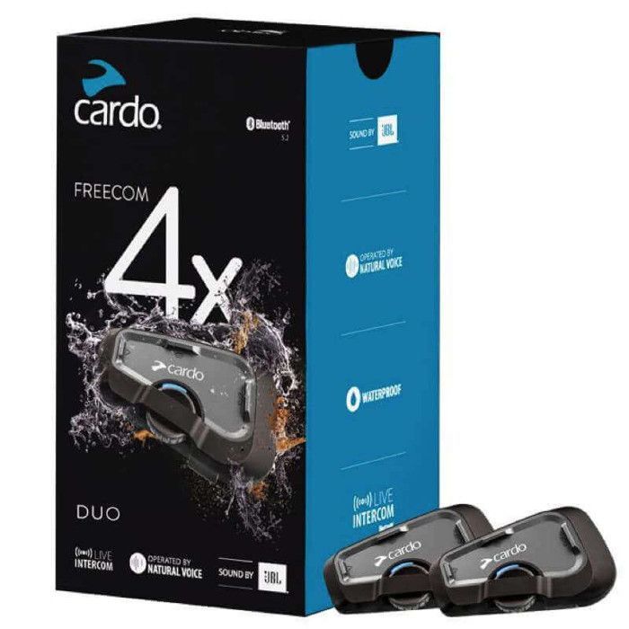 Intercomunicador Bluetooth Cardo Freecom 4X Duo - 2 módulos - À prova d'água - Som JBL de alta definição