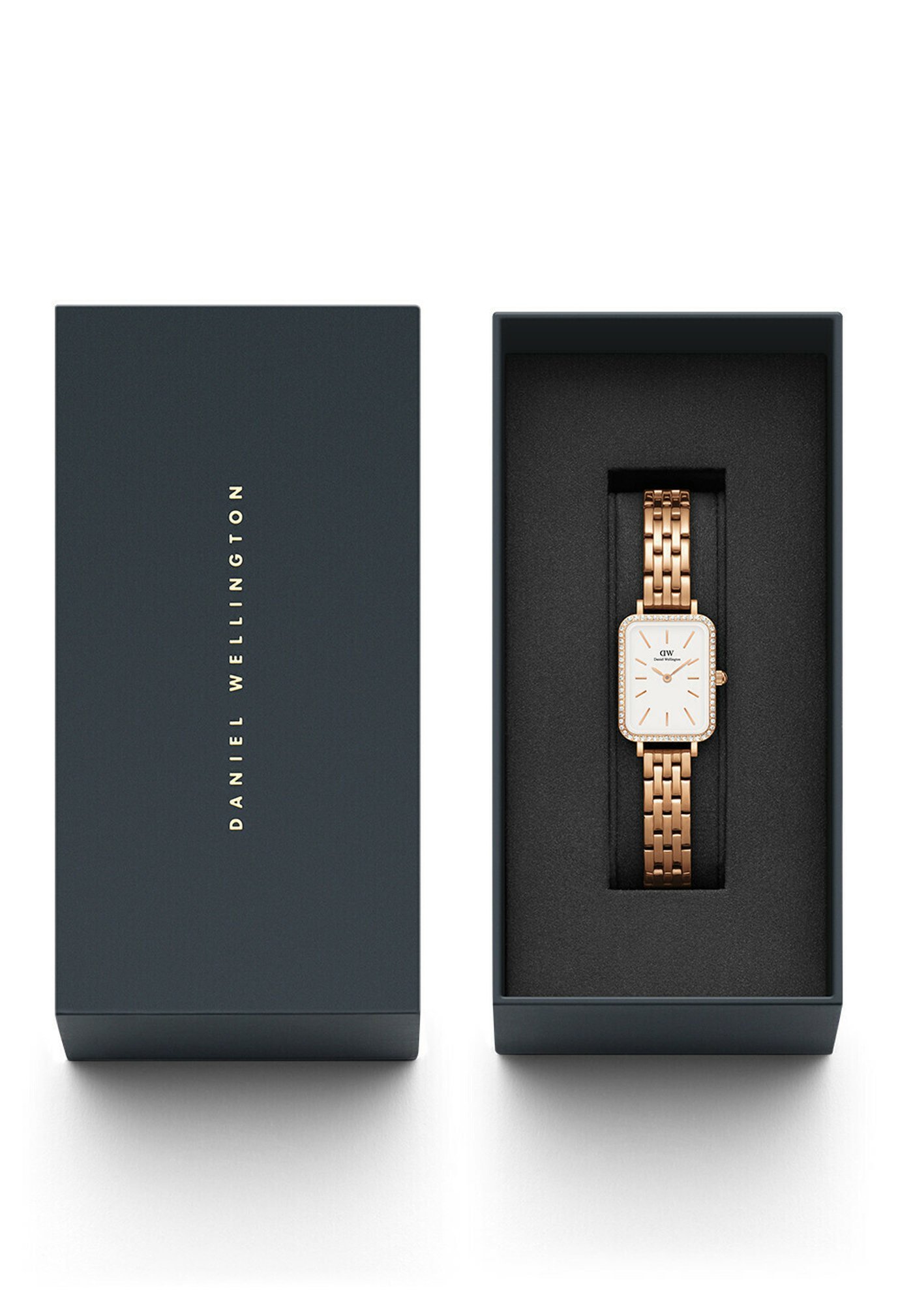 Daniel Wellington QUADRO LUMINE BEZEL LINK - Hodinky - růžovo-zlatá