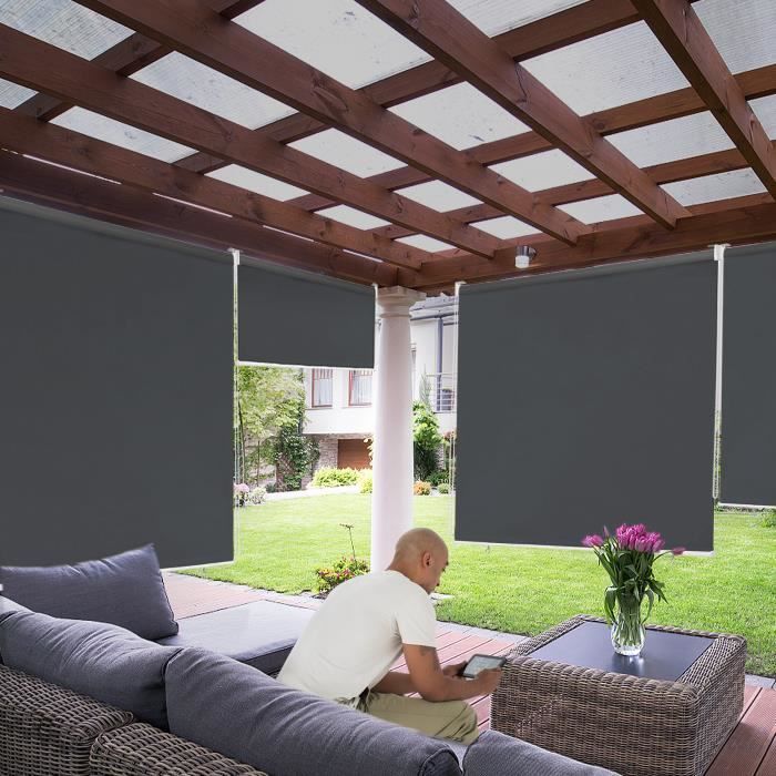 Persianas exteriores Aufun de 140x240cm, persianas enrollables verticales para balcón, pantalla de privacidad, con instrucciones de montaje, color antracita.