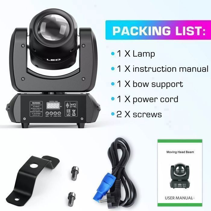 Efectos de iluminación para DJ UKing de 200 W - Cabeza móvil LED para DJ, haz de 8 gobos, 18 prismas, DMX, paquete de 2 - Luces de escenario para fiestas, discotecas y bodas