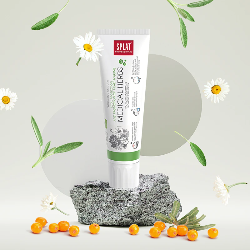 Splat Professional Medical Herbs bioactieve tandpasta die tanden en tandvlees beschermt.